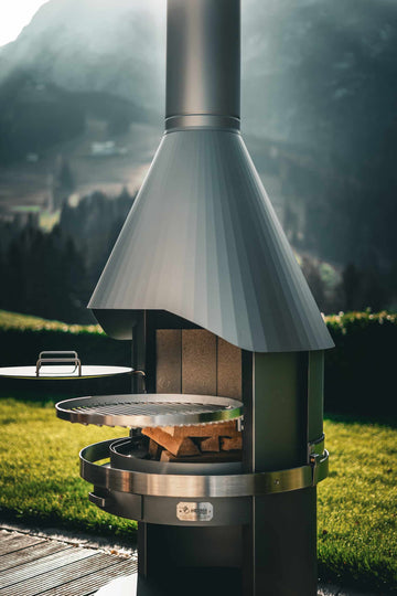 Cheminée de jardin HERMAPRO Vario 80 en inox, foyer extérieur et barbecue