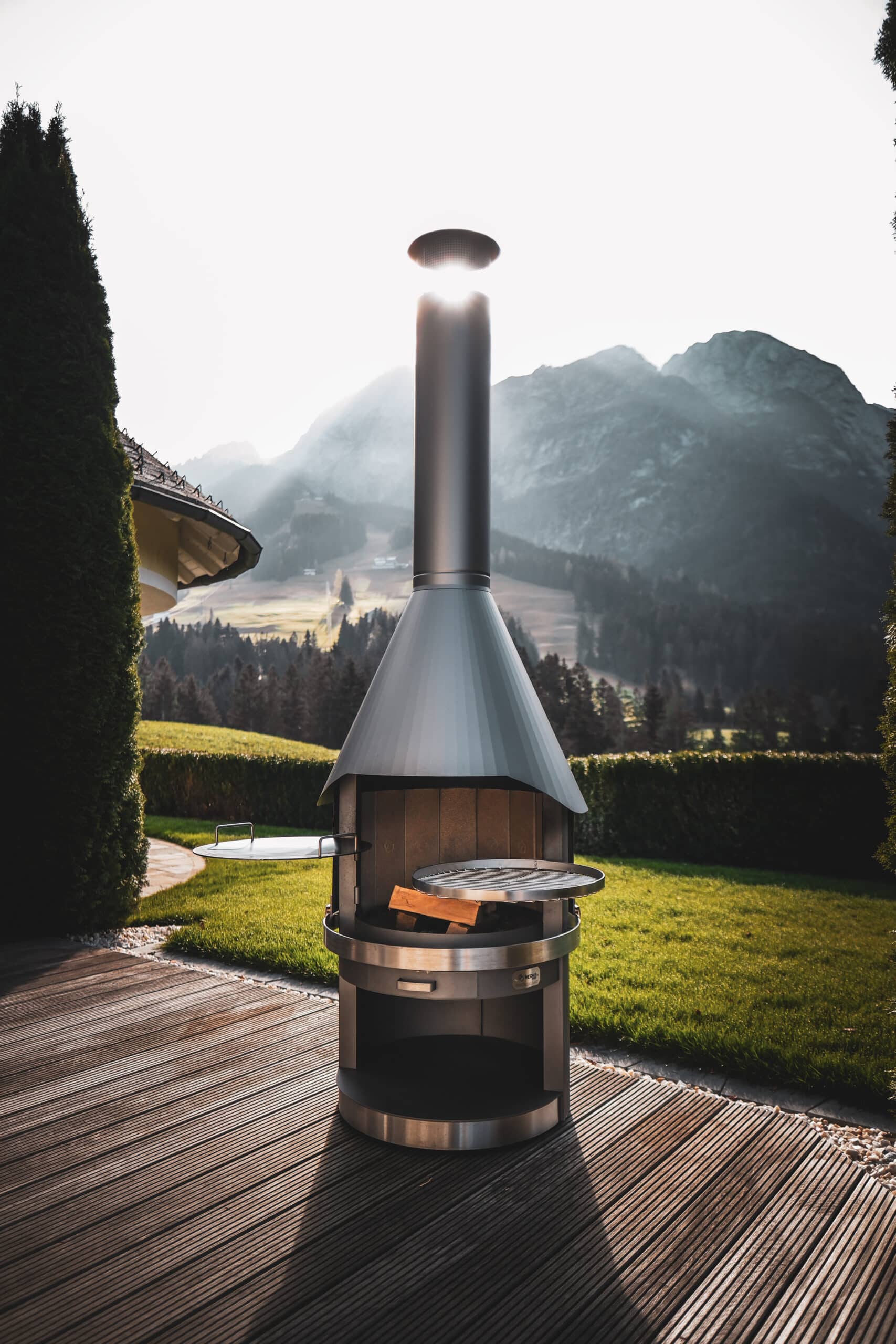 Cheminée de jardin HERMAPRO Vario 80 — Inox, certifiée véranda