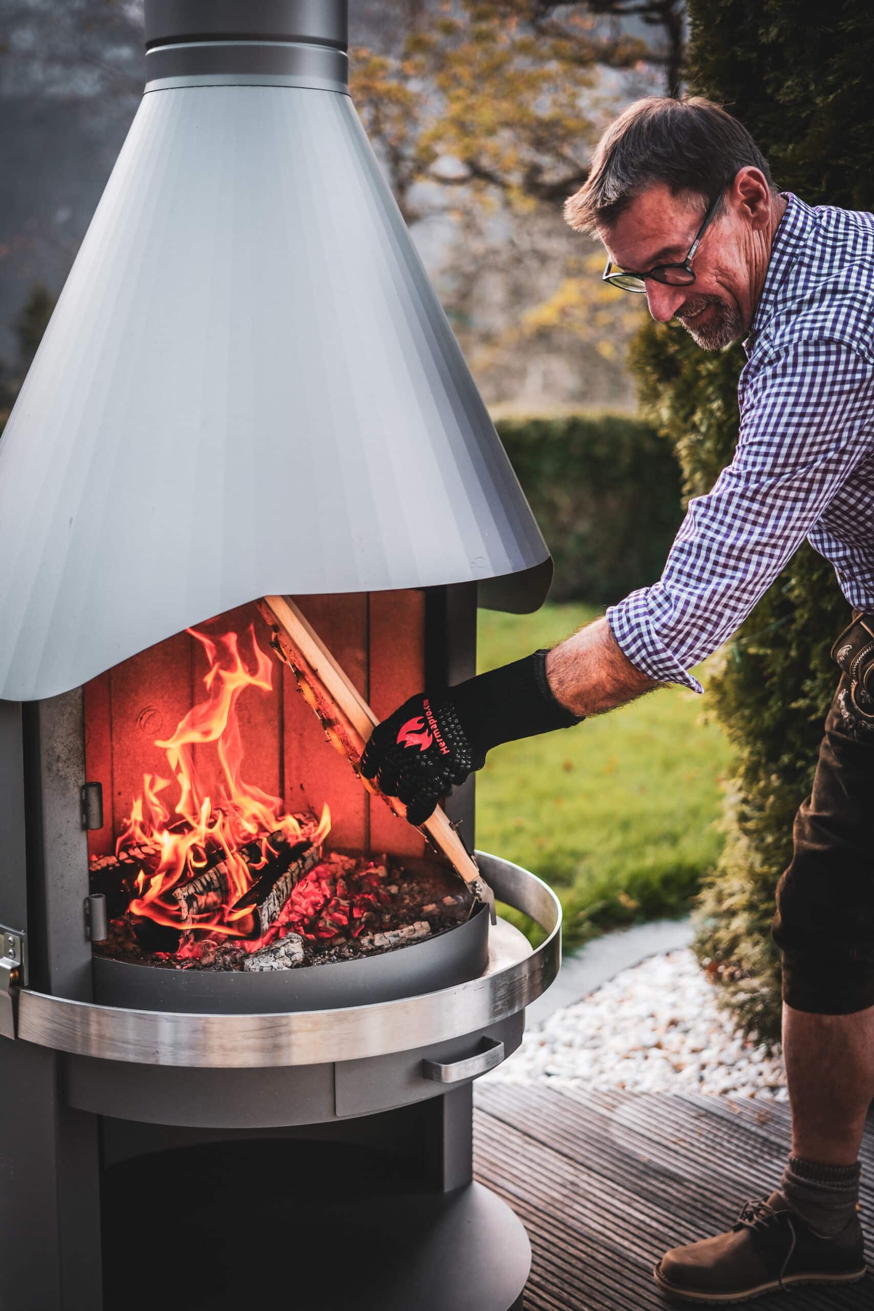 Cheminée de jardin HERMAPRO Vario 80 — Inox, certifiée véranda