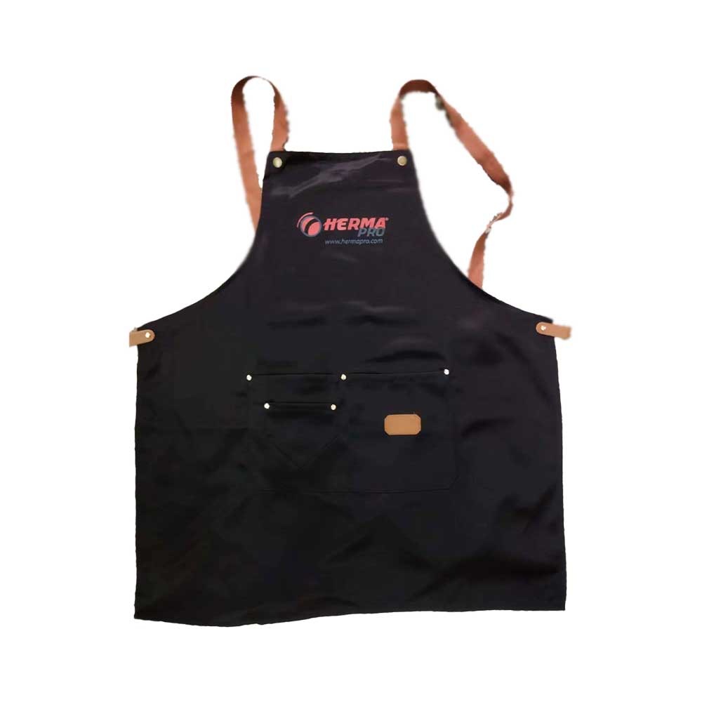 Tablier de cuisine HERMAPRO en nylon noir avec poches