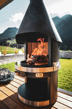 Cheminée de jardin HERMAPRO Vario 70 en inox, foyer extérieur et barbecue