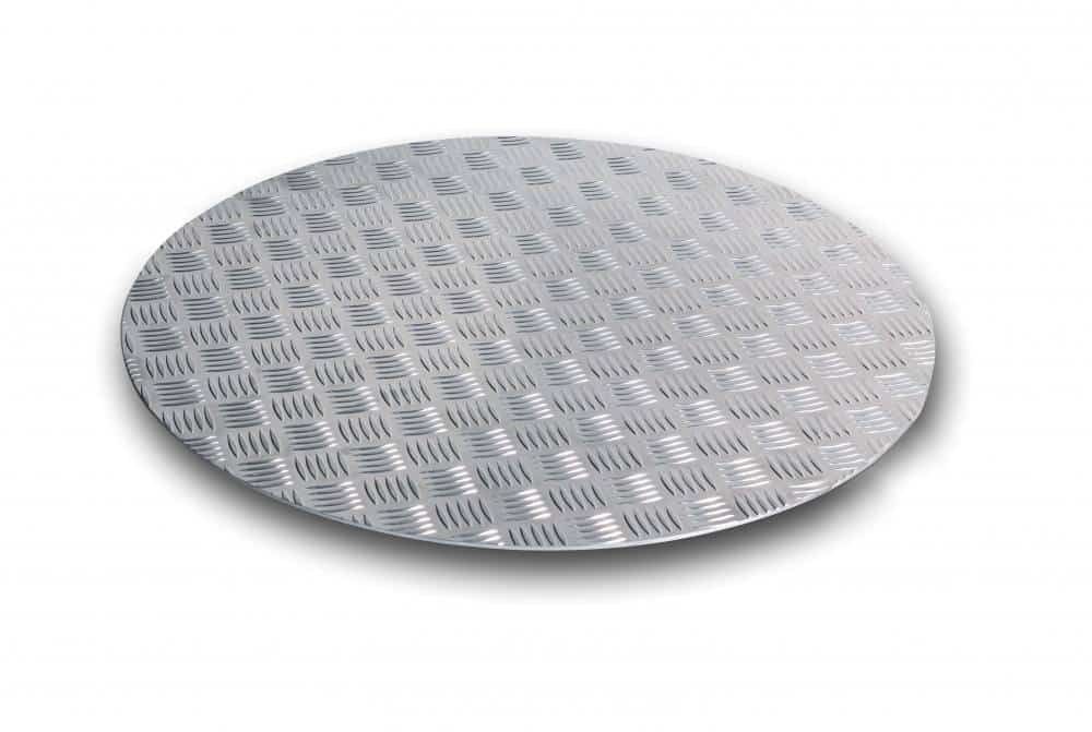 Plaque de sol en aluminium damier HERMAPRO Ø 123 cm pour cheminée de jardin